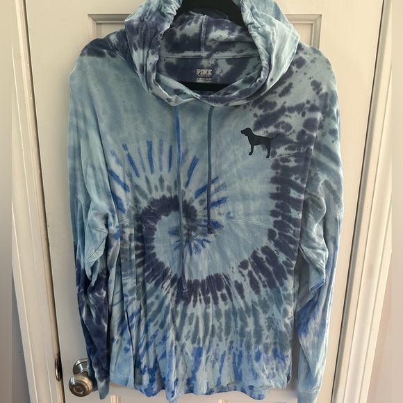 PINK- long sleeve hooded Tee. Cotton knit material. Soft , EUC! - Picture 1 of 5